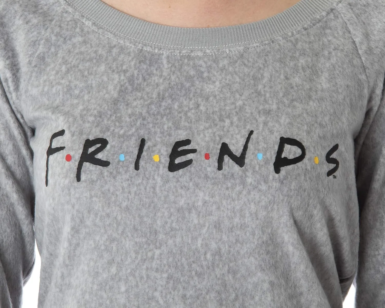 INTIMO Friends TV Show Logo Juniors' Comfy Long Sleeve Top And Pants 2 Piece Jogger Pajama Set