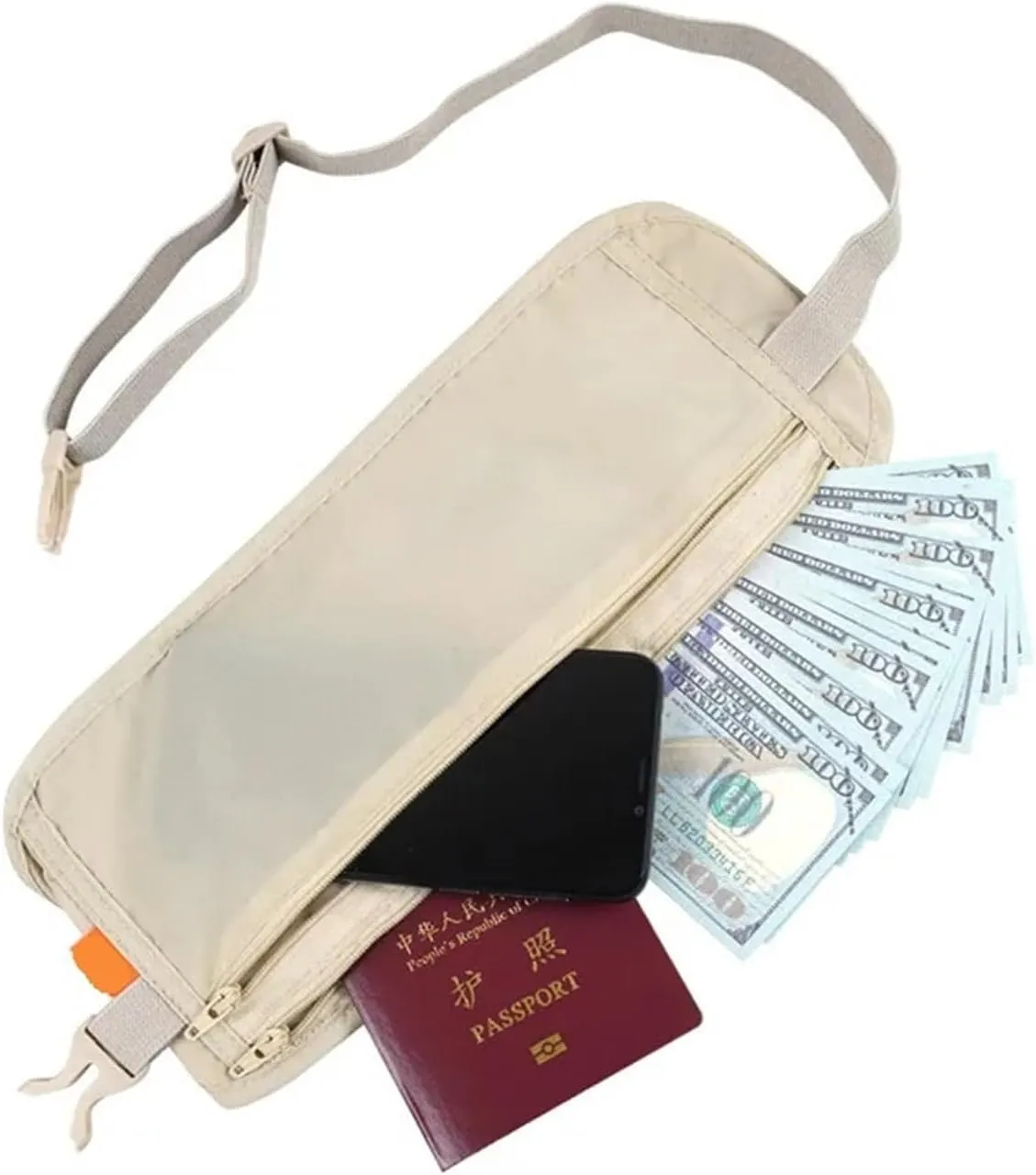 Invisible Travel Waist Packs Pouch For Passport Money Belt Bag Hidden Security Wallet Gift Travel Bag For Fitness and Running(Beige)