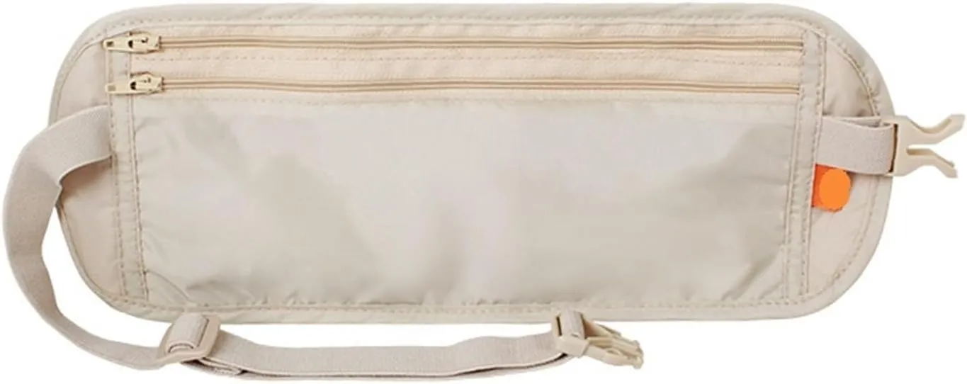 Invisible Travel Waist Packs Pouch For Passport Money Belt Bag Hidden Security Wallet Gift Travel Bag For Fitness and Running(Beige)