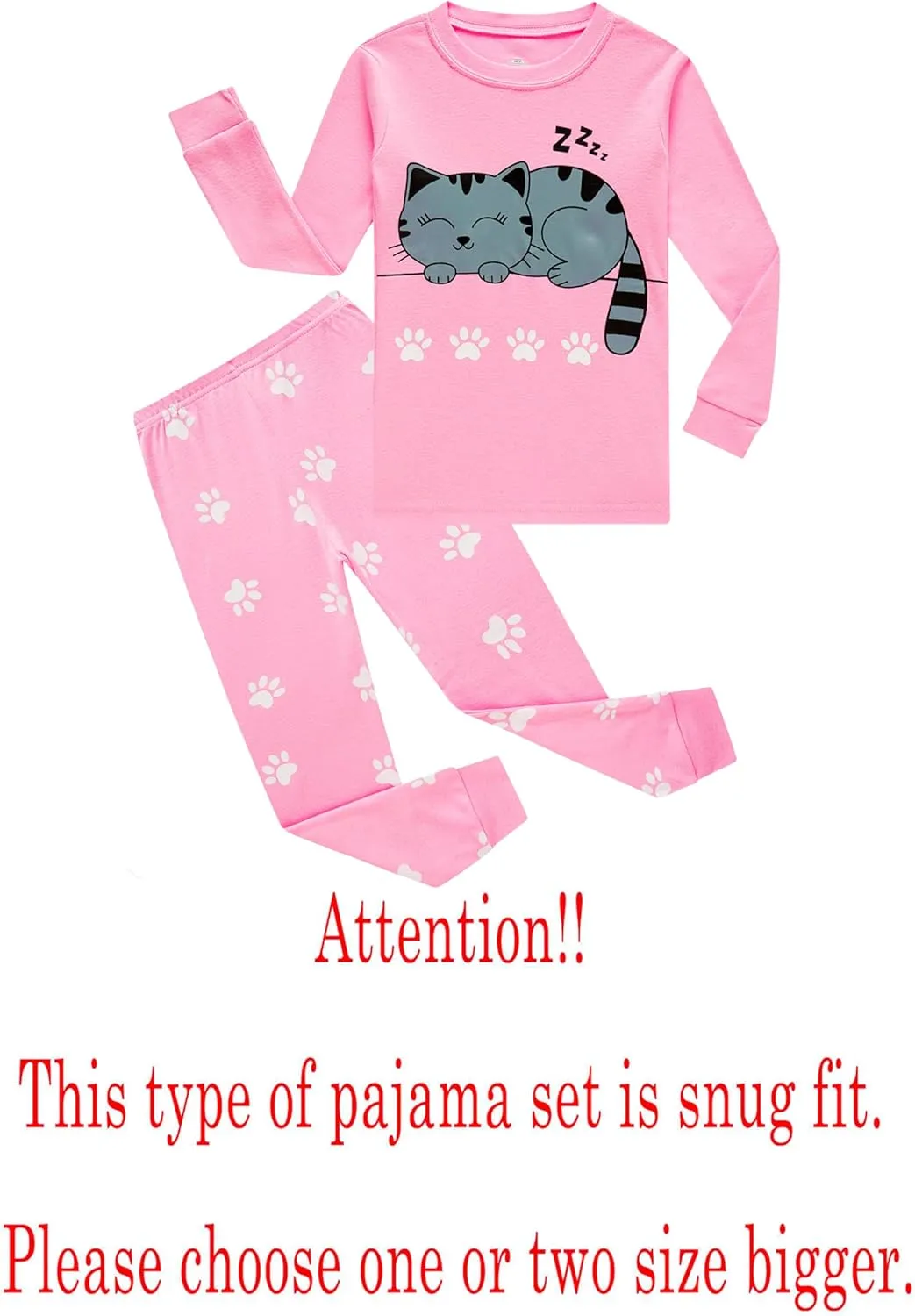 KikizYe Little Big Girls Pajamas Set Long Sleeve PJs 100% Cotton Pyjamas
