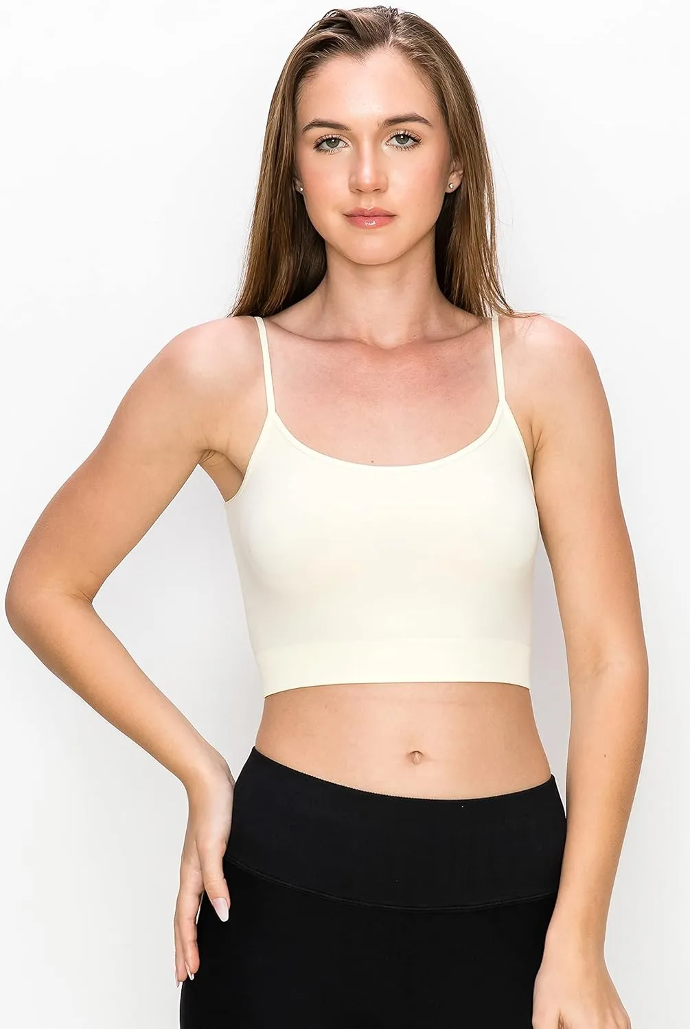 Kurve Womens Crop Tank Top - Seamless Non-Padded Cami Bra Bandeau Yoga Workout UV Protective Fabric UPF 50  Made in USA
