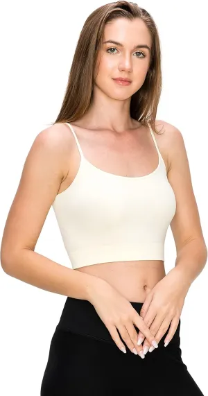 Kurve Womens Crop Tank Top - Seamless Non-Padded Cami Bra Bandeau Yoga Workout UV Protective Fabric UPF 50  Made in USA