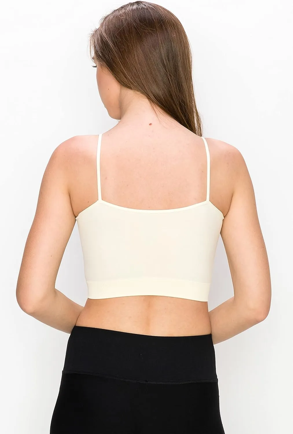 Kurve Womens Crop Tank Top - Seamless Non-Padded Cami Bra Bandeau Yoga Workout UV Protective Fabric UPF 50  Made in USA
