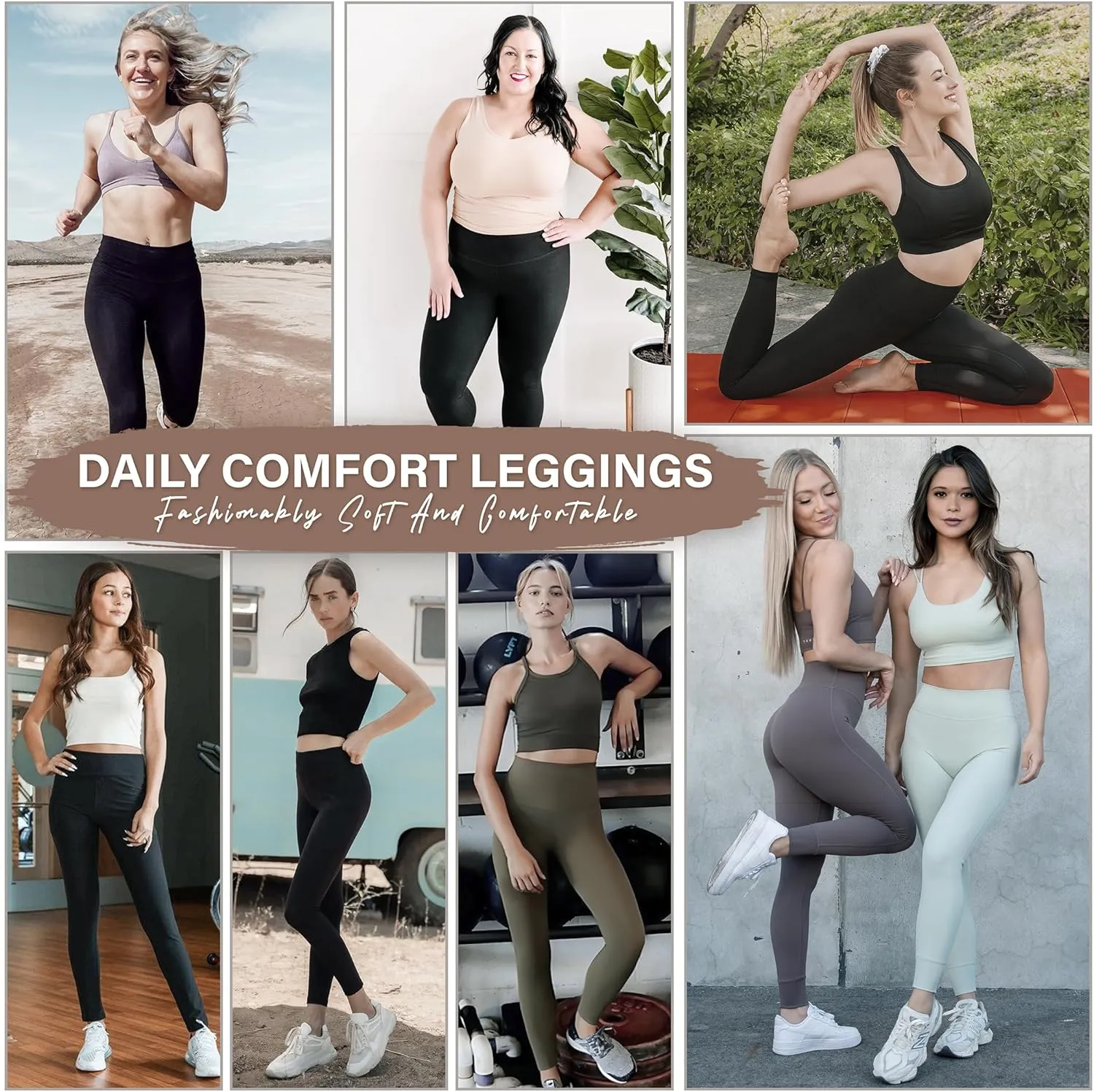 Leggings for Women Soft High Waisted Tummy Control No See Through Workout Yoga Pants for Athletic Plus Size