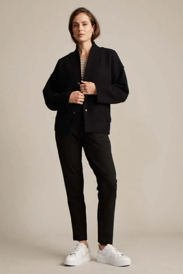Marco Polo Boiled Wool Jacket in Black