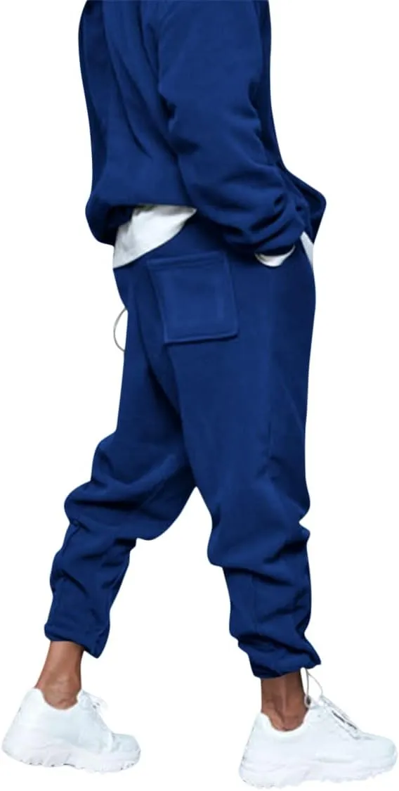 Mens 2 Piece Polar Fleece Tracksuits Hooded Sweatshirts and Sweatpants Casual Jogger Set