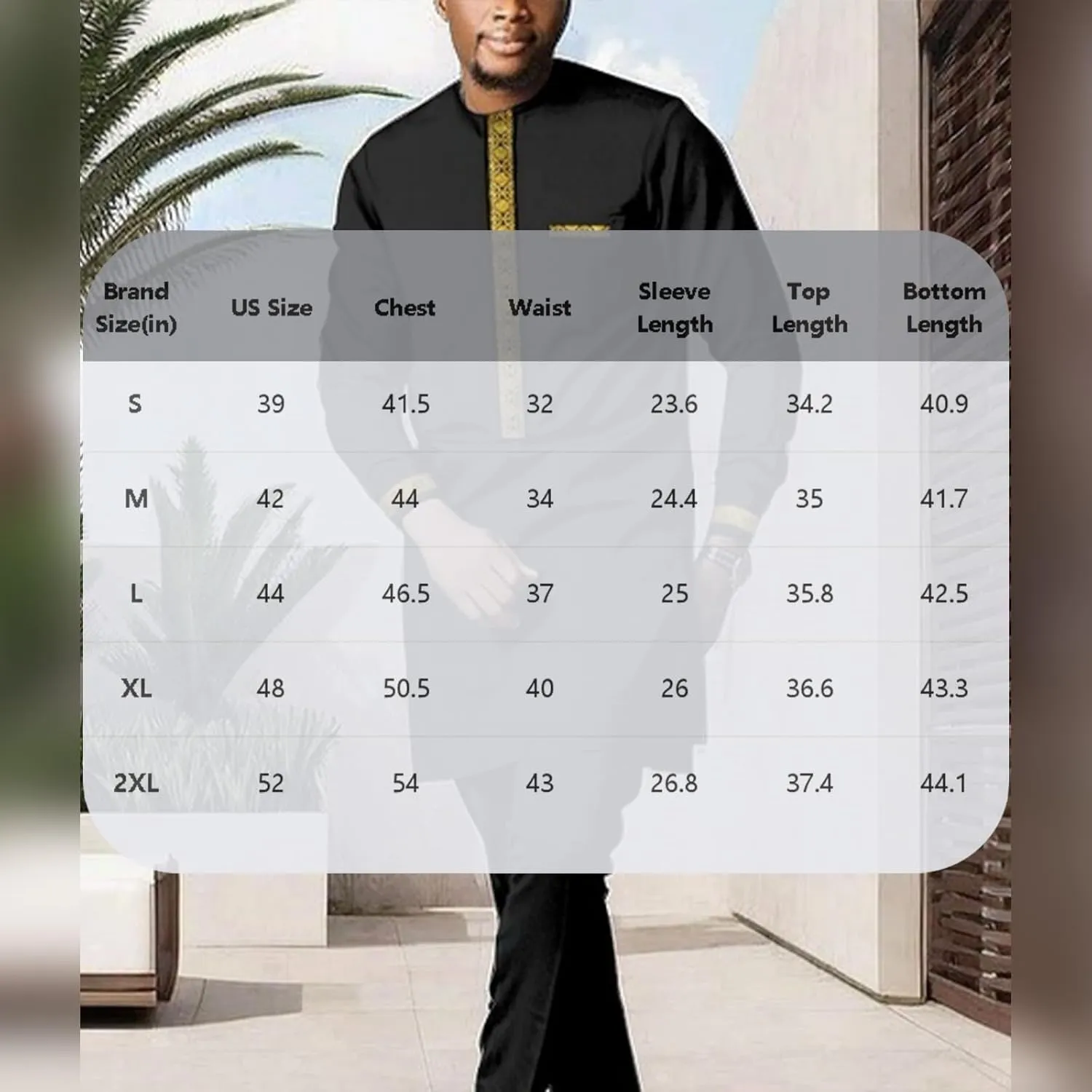 Men's African Dashiki Formal Suit Long Sleeve Shirt and Pant Two Piece Set Traditional Tribal Outfits