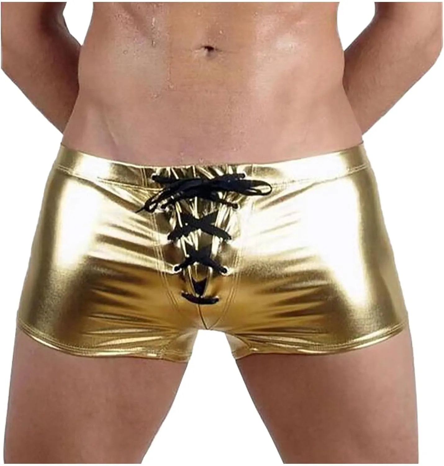 Men's Boxers Patent Leather Shorts Underwear Sexy Underwear Steel Pipe Leather Pants Casual Men's Underwear Briefs