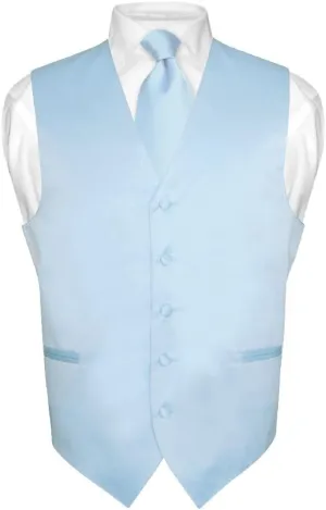 Men's Dress Vest & NeckTie Solid PINK Color Neck Tie Set for Suit or Tuxedo