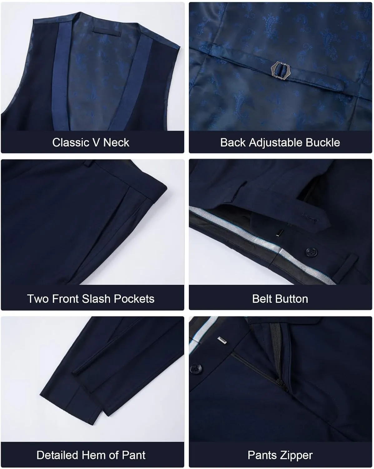 Mens Luxury 3 Pieces Suit with Rhinestone Slim Fit Shawl Lapel Blazer Jacket Vest Pants Set for Prom,Party,Dinner