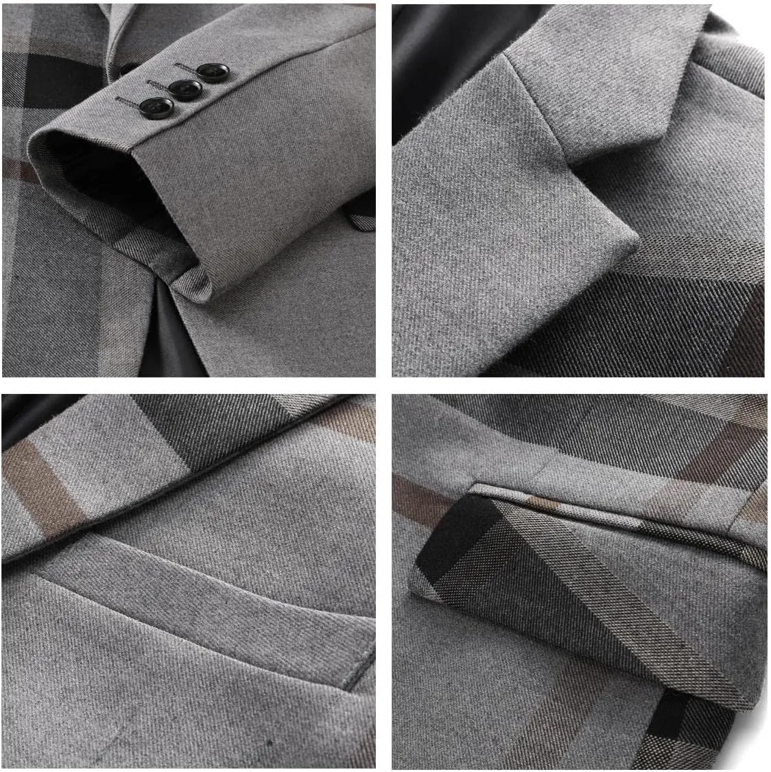 Mens Plaid Suit Slim Fit 2 Piece Casual Tuxedo Suit for Men Formal Blazer Pants Tuxedo Set for Wedding Business Party
