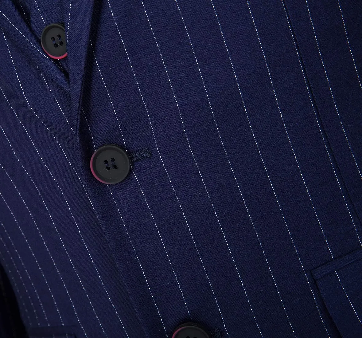 Mens Slim Fit Casual Blazer Two Button Striped Suit Jacket