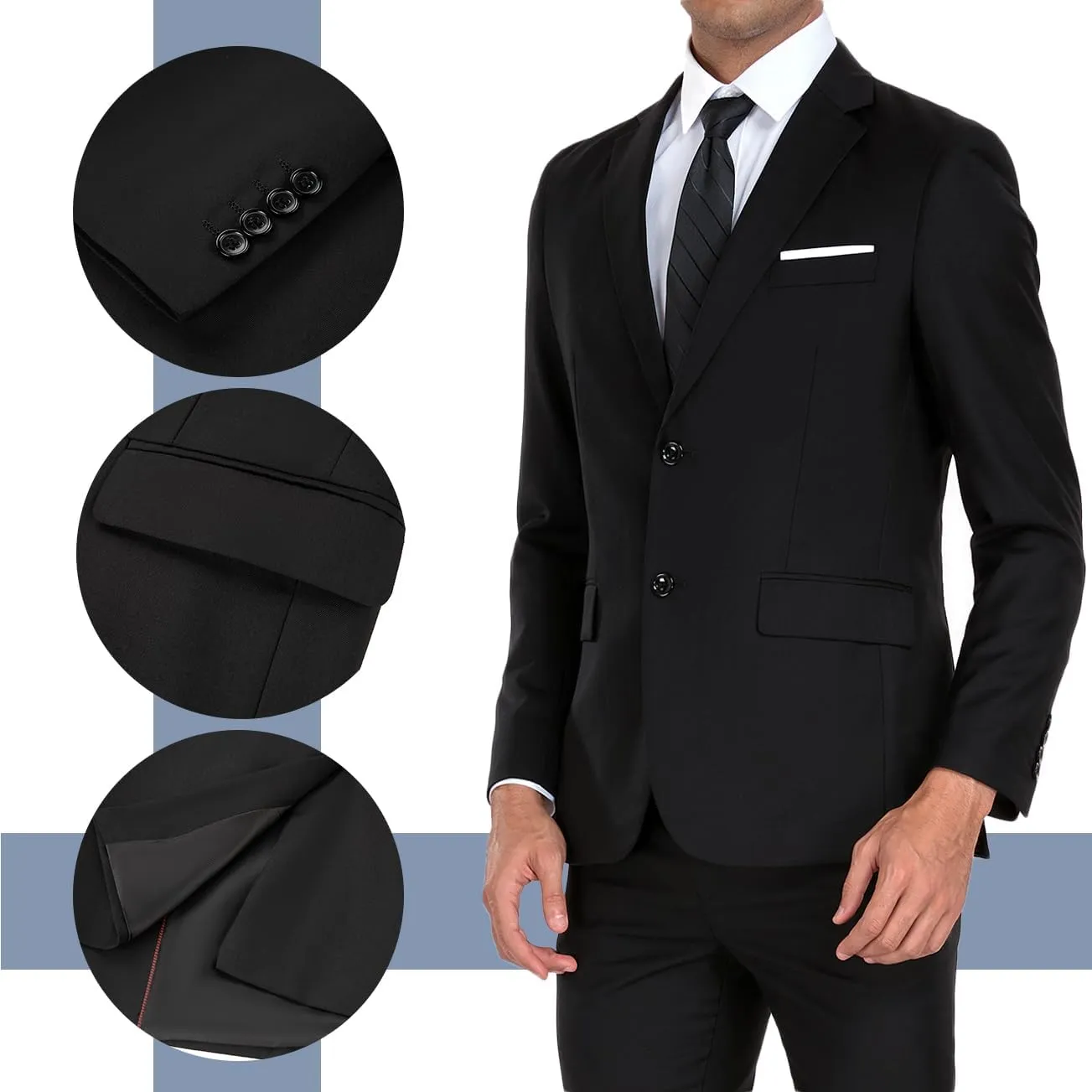 Mens Suit 2 Pieces Suits for Men Slim Fit Blazer Wedding Prom Tuxedo Suit Jacket Pants Set
