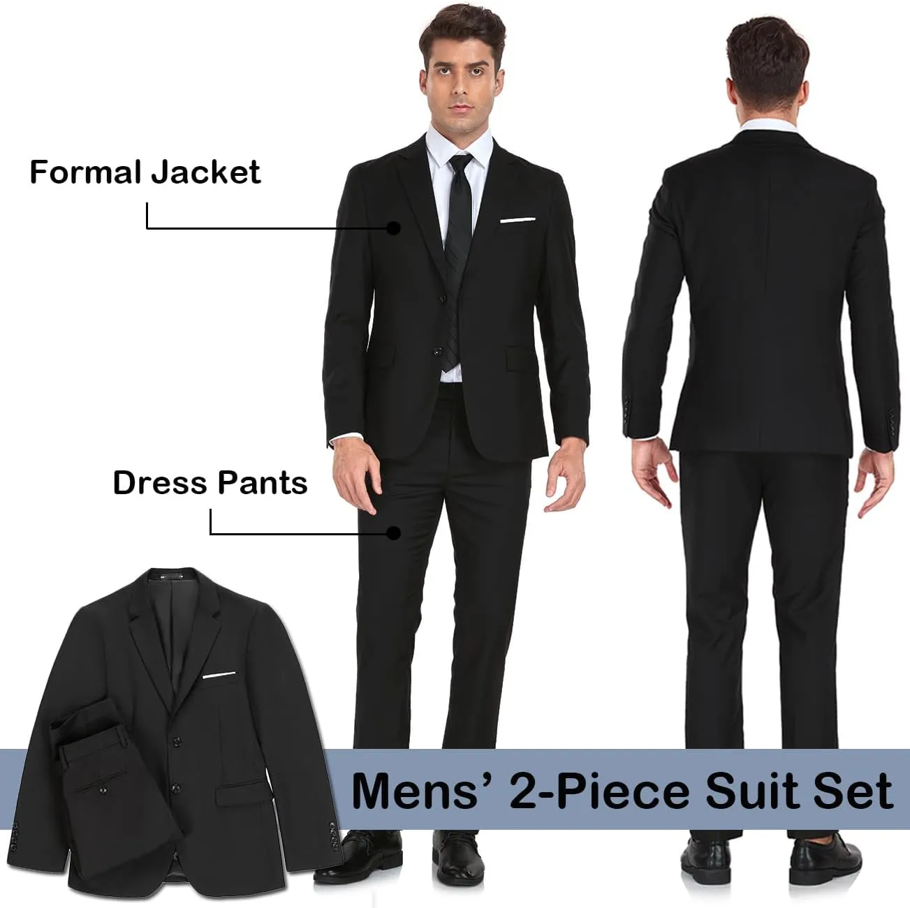 Mens Suit 2 Pieces Suits for Men Slim Fit Blazer Wedding Prom Tuxedo Suit Jacket Pants Set