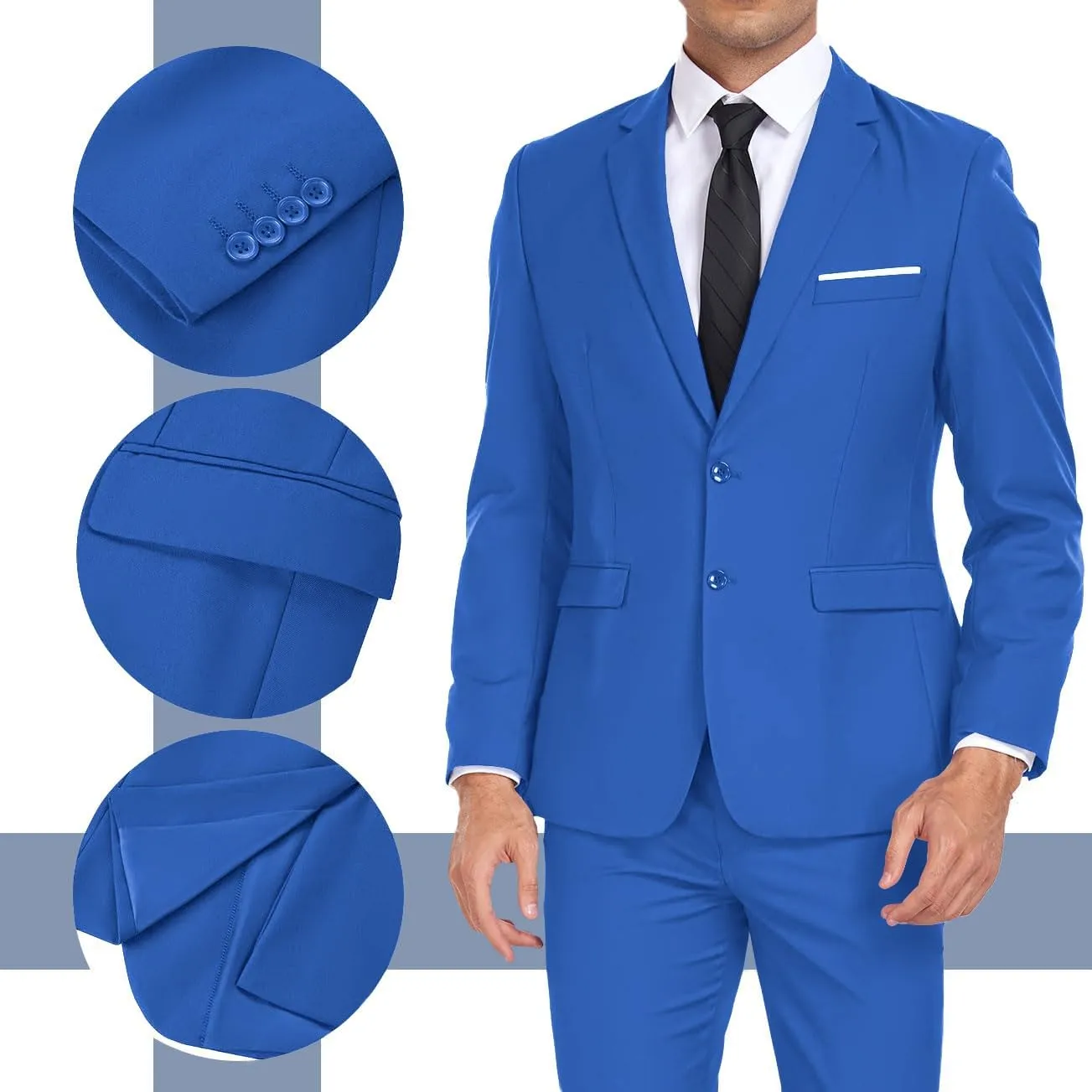 Mens Suit 2 Pieces Suits for Men Slim Fit Blazer Wedding Prom Tuxedo Suit Jacket Pants Set