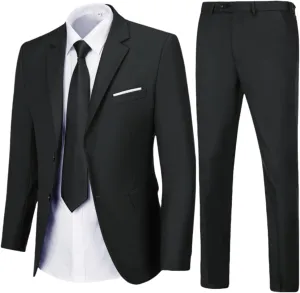 Mens Suit 2 Pieces Suits for Men Slim Fit Blazer Wedding Prom Tuxedo Suit Jacket Pants Set