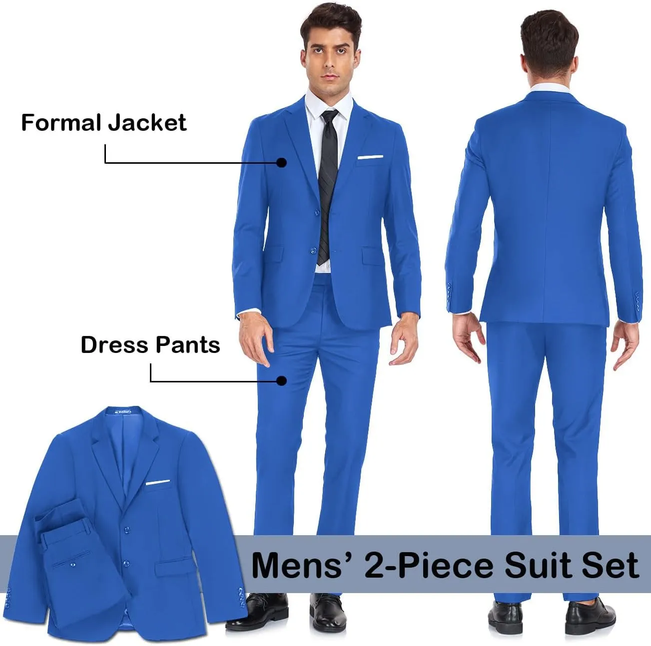 Mens Suit 2 Pieces Suits for Men Slim Fit Blazer Wedding Prom Tuxedo Suit Jacket Pants Set