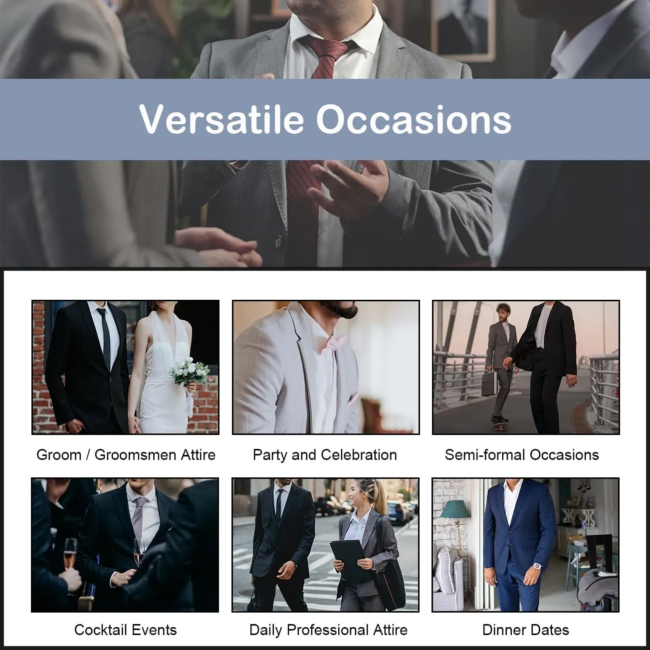 Mens Suit 2 Pieces Suits for Men Slim Fit Blazer Wedding Prom Tuxedo Suit Jacket Pants Set