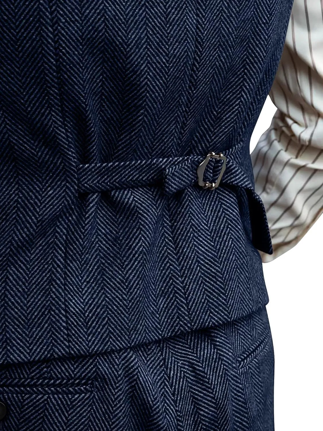 Mens Suit 3 Piece Tweed Herringbone Tuxedo Suit Wedding Suits for Mens Blazer Jacket Double Breasted Vest Pants Set