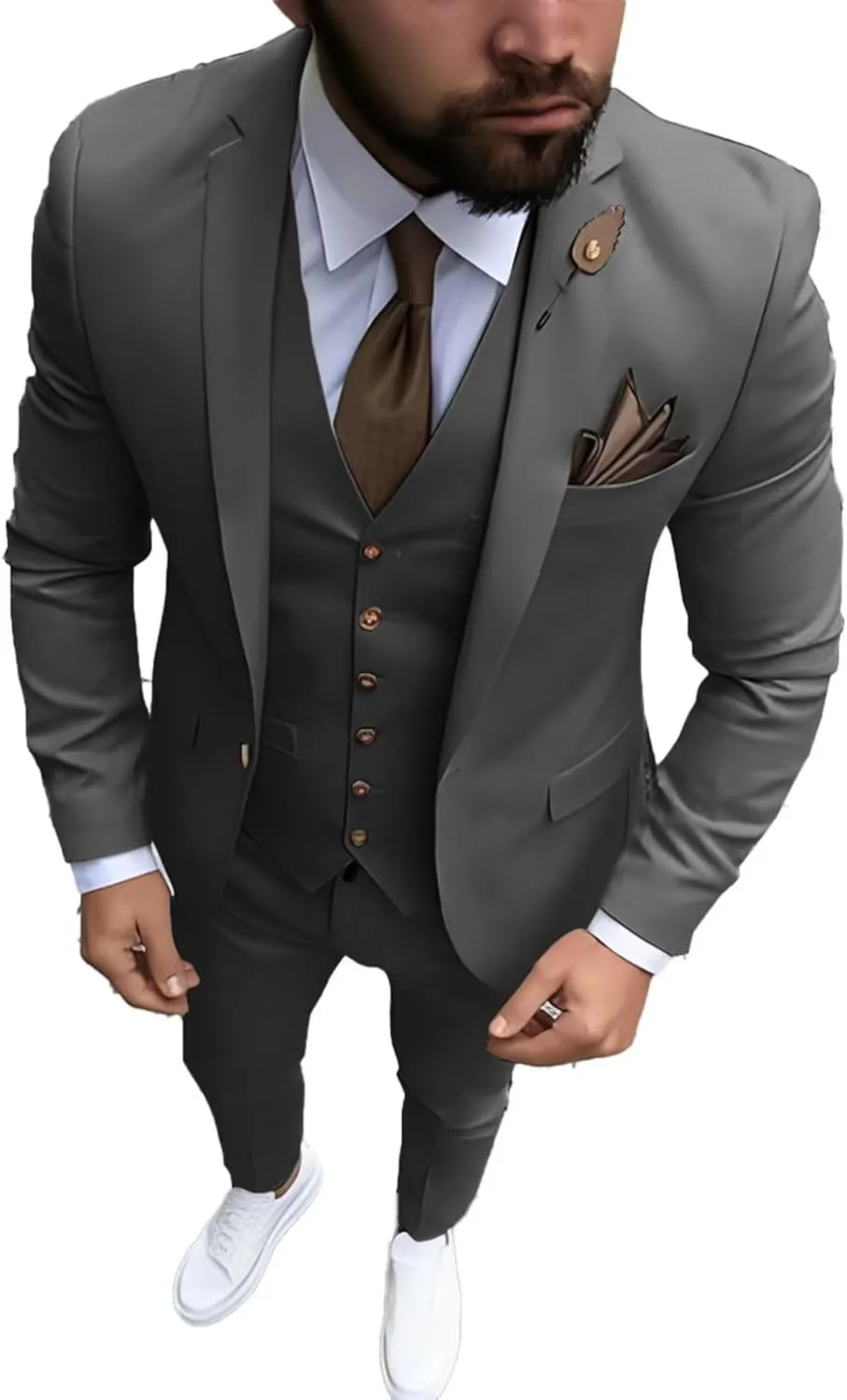 Men's Suit Formal Jacket Pants Vest 3-Piece Set Wedding Tuxedo Groom Slim Fit Blazer Work Clothes