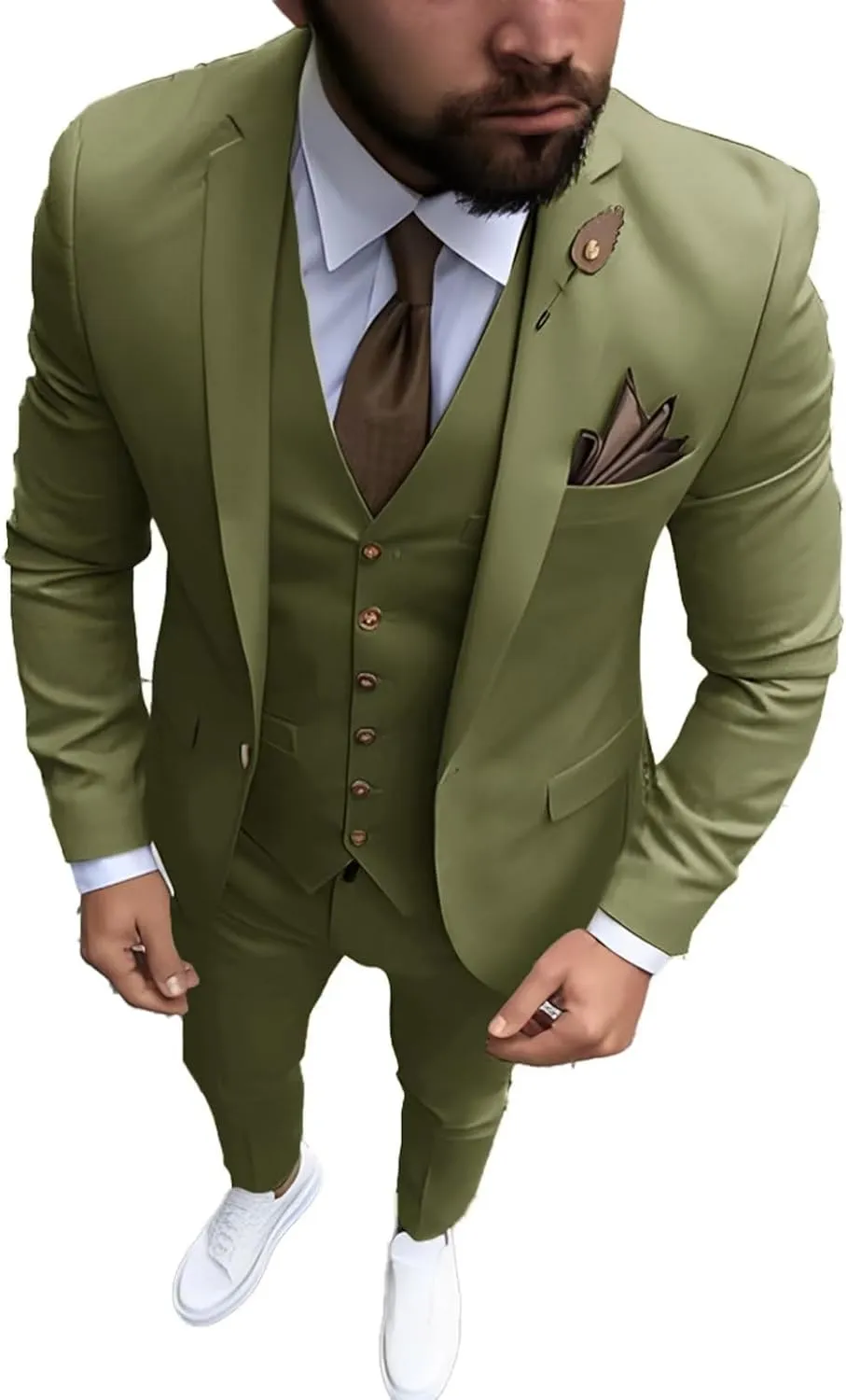 Men's Suit Formal Jacket Pants Vest 3-Piece Set Wedding Tuxedo Groom Slim Fit Blazer Work Clothes