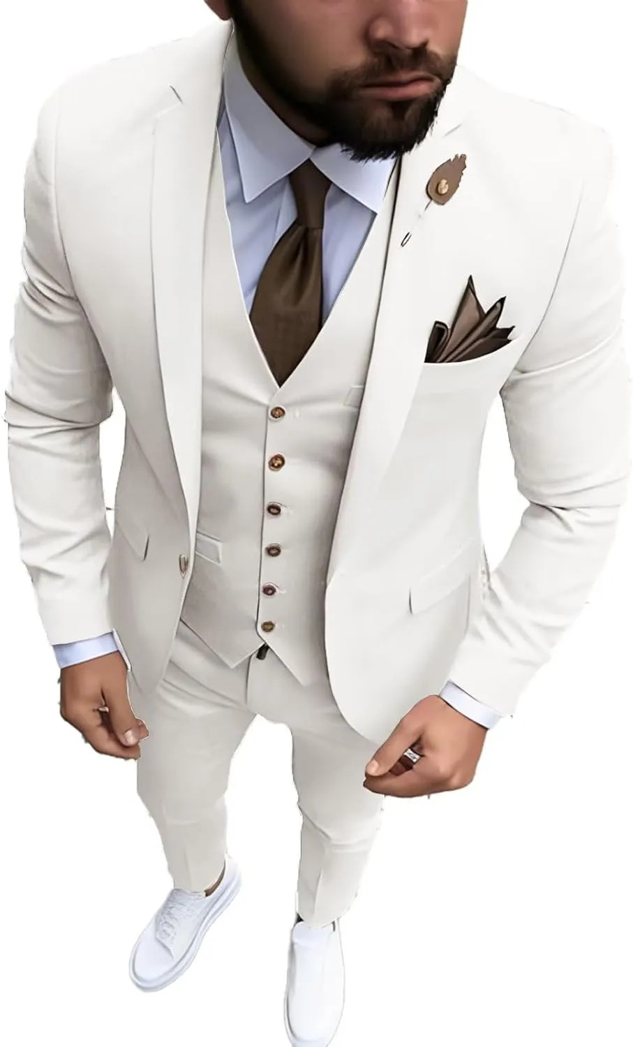 Men's Suit Formal Jacket Pants Vest 3-Piece Set Wedding Tuxedo Groom Slim Fit Blazer Work Clothes