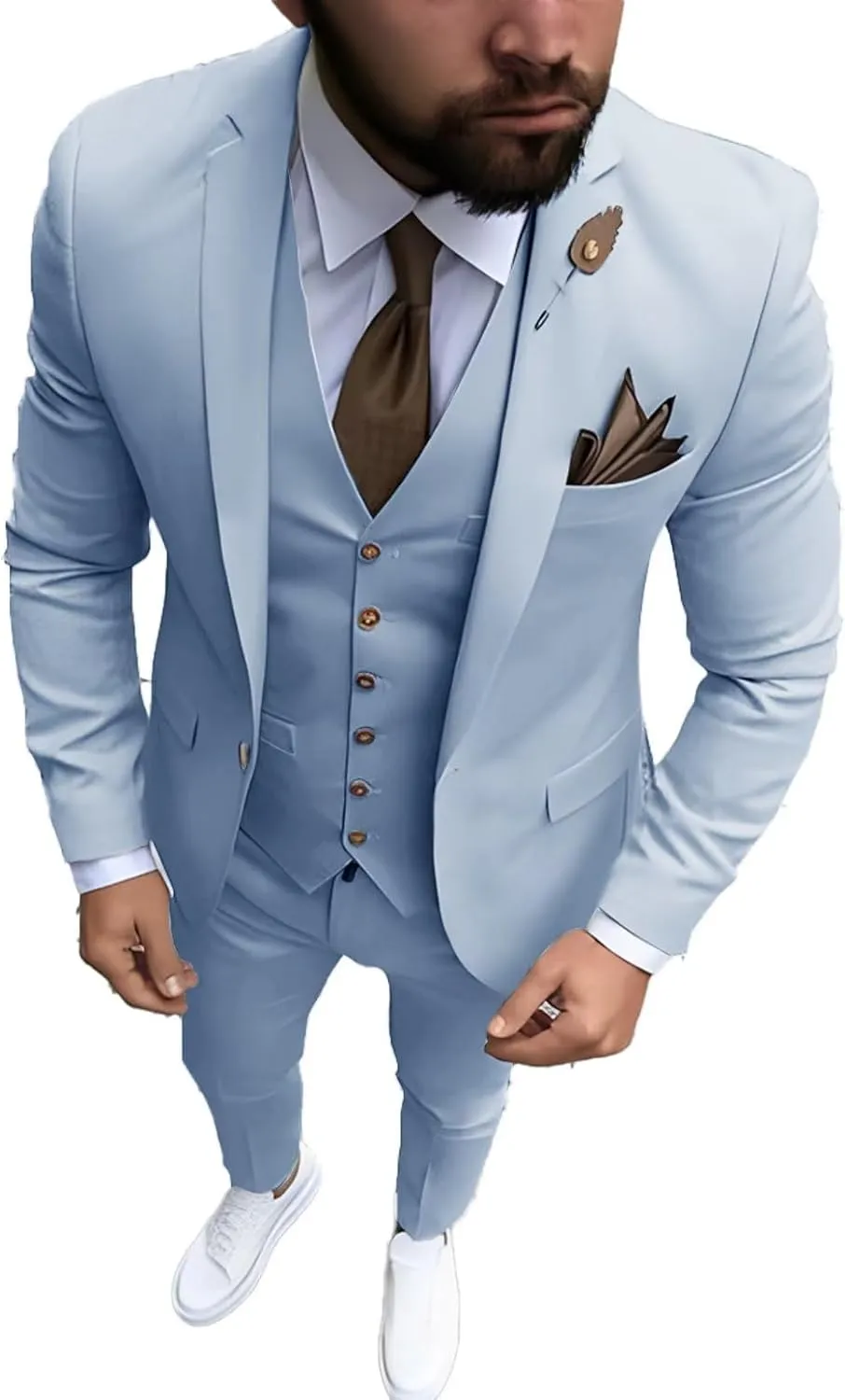 Men's Suit Formal Jacket Pants Vest 3-Piece Set Wedding Tuxedo Groom Slim Fit Blazer Work Clothes