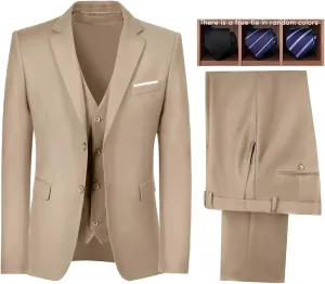 Mens Suits 3 Pieces Slim Fit Groomsmen Wedding Suit for Men Notched Lapel Formal Prom Tuxedos Jacket Pants Vest Set