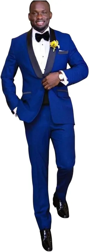 Men's Tuxedo Two-Piece Suit Shawl Lapel Formal Party Casual Prom One Button Jacket with Pants