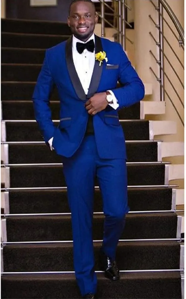 Men's Tuxedo Two-Piece Suit Shawl Lapel Formal Party Casual Prom One Button Jacket with Pants