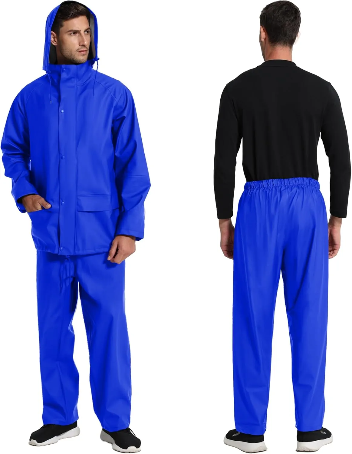 Men's Workwear Rain Suit - Hi Vis Waterproof Jacket&Pants 3-piece Set, Foul Weather Gear for Safety