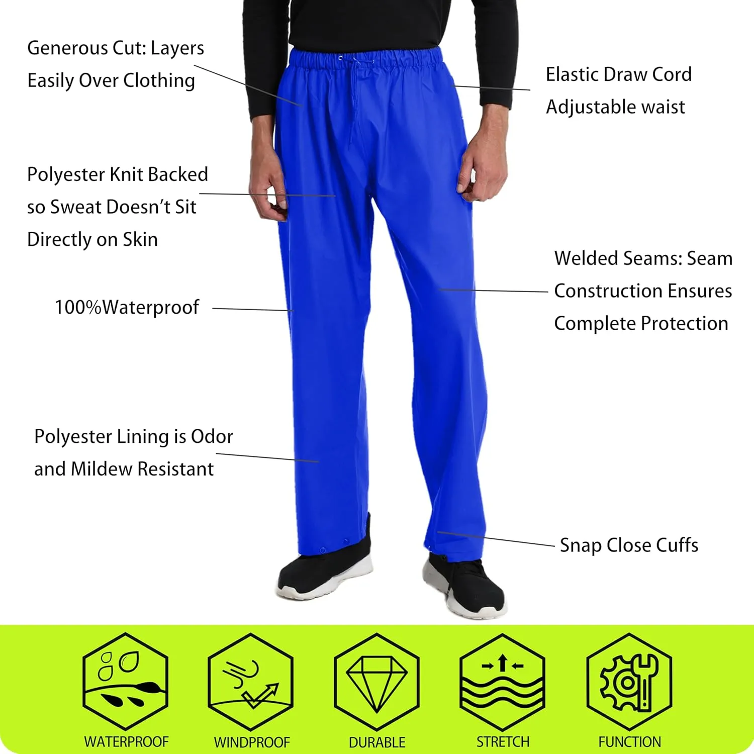 Men's Workwear Rain Suit - Hi Vis Waterproof Jacket&Pants 3-piece Set, Foul Weather Gear for Safety