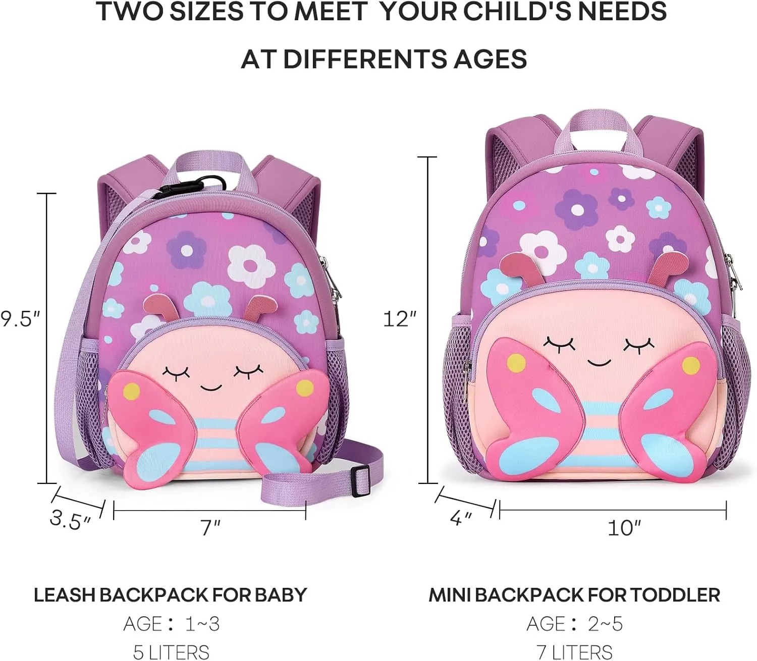 mibasies Backpack Leash for Toddlers 1-3: Baby Backpack with Leash for Boys Girls - Butterfly Backpack - 9inch Mini