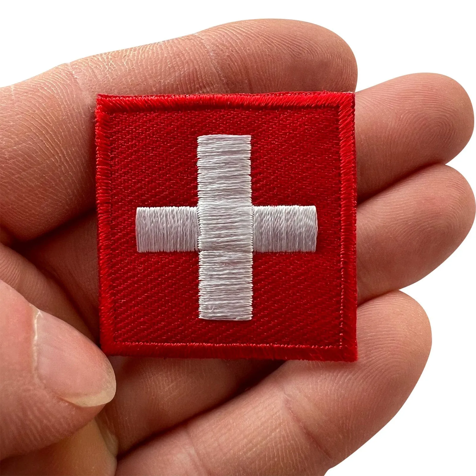 Mini Switzerland Flag Patch Iron Sew On Clothes Bag Small Swiss Embroidery Badge