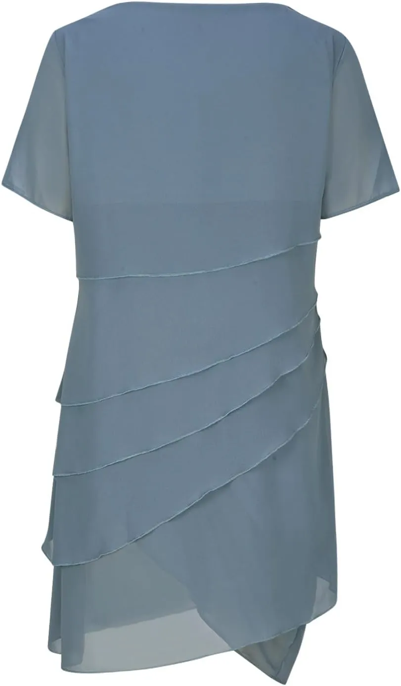 Mother of The Bride Dress for Wedding Summer Flowy Tiered Chiffon Ruffle Midi Evening Gown Mother Groom Dresses
