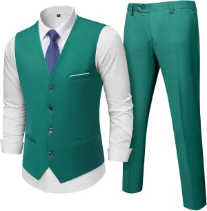 MY'S Men's 2-Piece Suit, Vest Pants Set for Men, Casual Waistcoat with Tie for Prom Wedding Homecoming