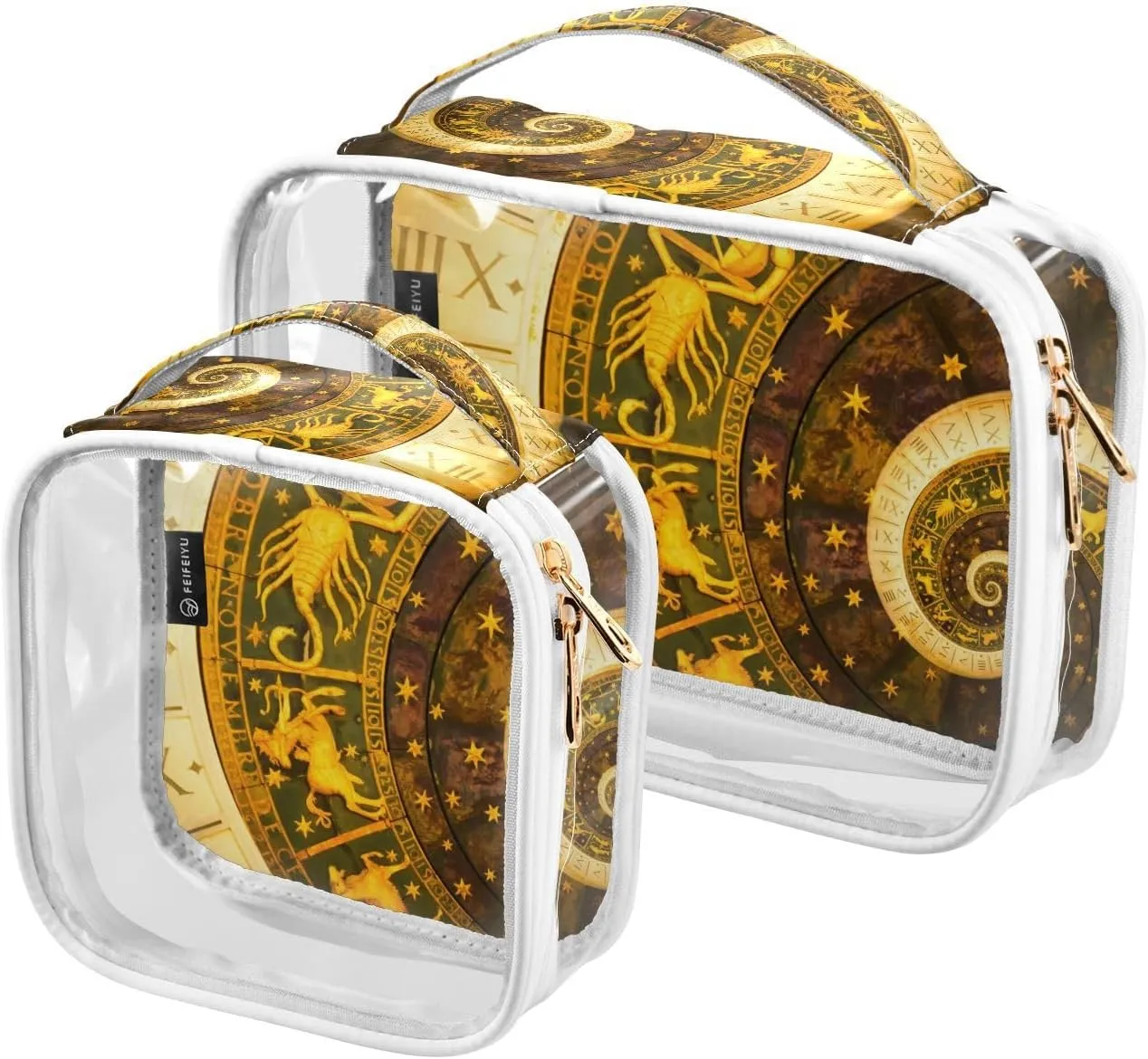Mystery-black 2 Pack Clear Toiletry Bag Women Men, Portable Waterproof Clear Pouch, Cosmetic Bag with Double Zippers Large Opening Traveling with Handle for Bathroom Traveling Vacation Organizing
