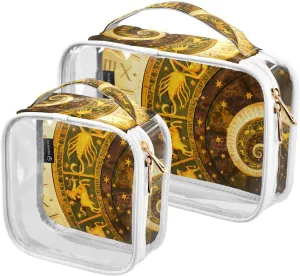 Mystery-black 2 Pack Clear Toiletry Bag Women Men, Portable Waterproof Clear Pouch, Cosmetic Bag with Double Zippers Large Opening Traveling with Handle for Bathroom Traveling Vacation Organizing