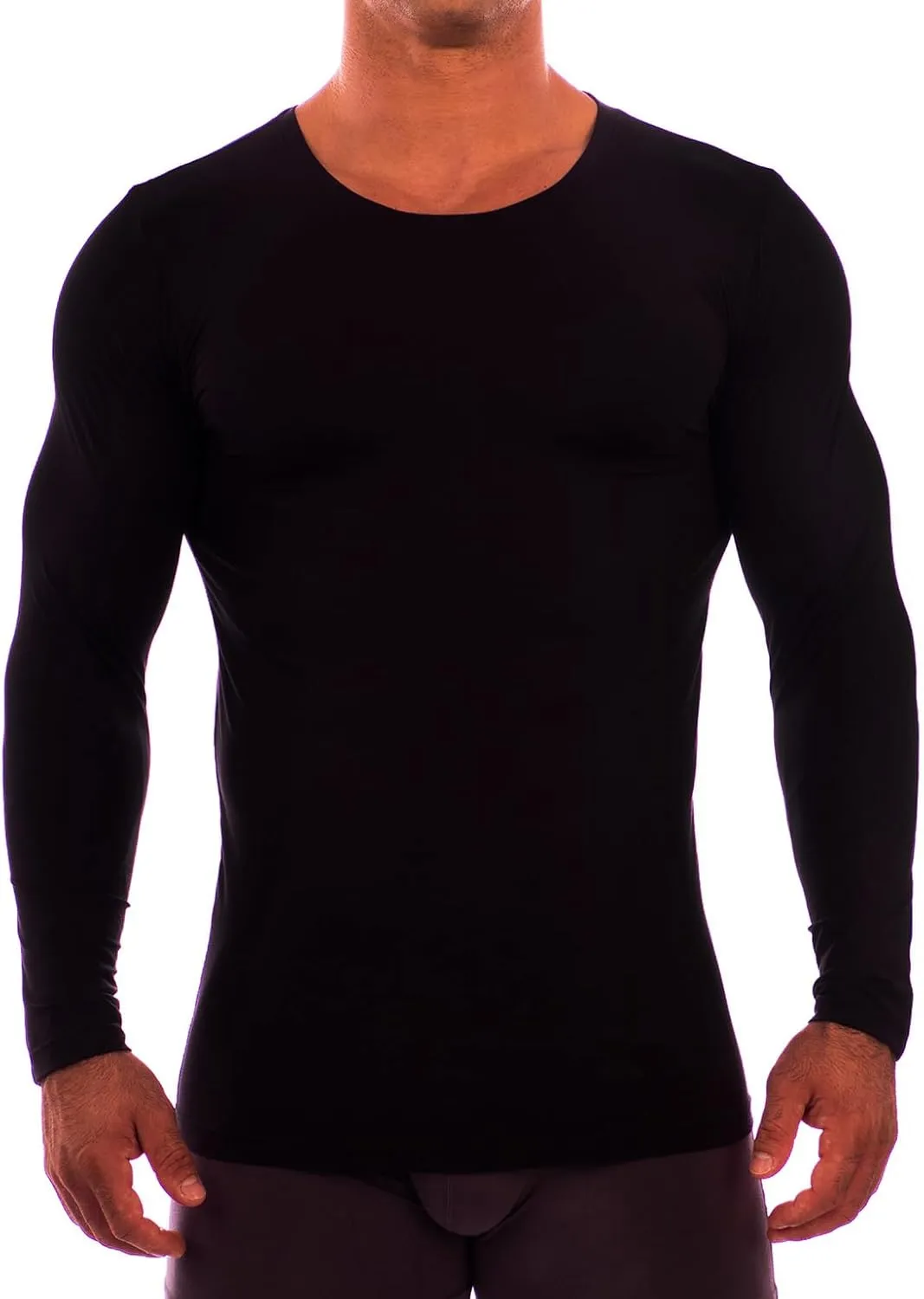 Obviously Essence - Crew Neck Long Sleeve Undershirt - Black - XLarge
