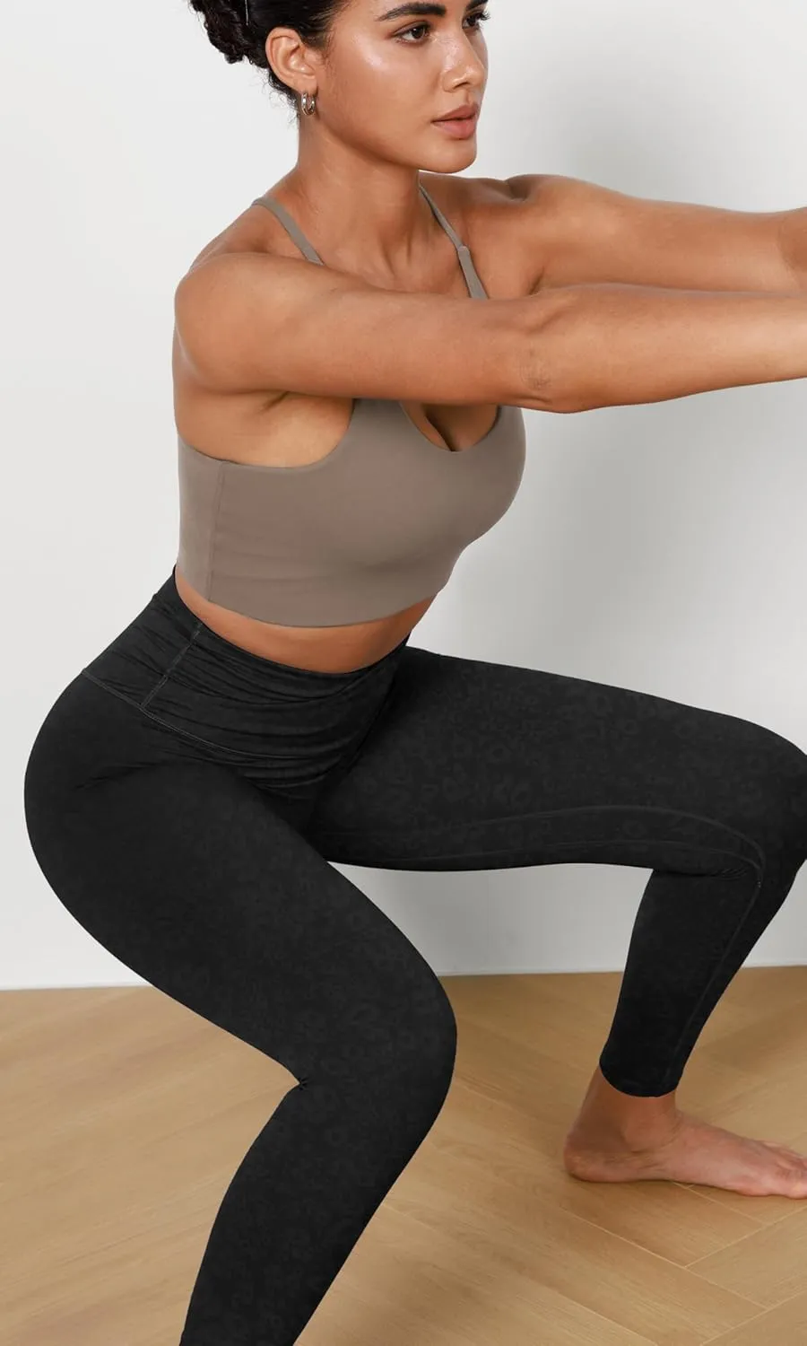 ODODOS Women's Cross Waist Yoga Leggings with Inner Pocket, 23"/25"/28" Gathered Crossover Workout Yoga Pants