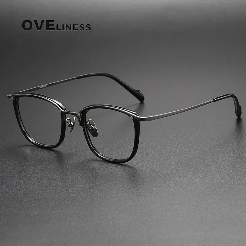 Oveliness Unisex Full Rim Square Acetate Titanium Eyeglasses Y053