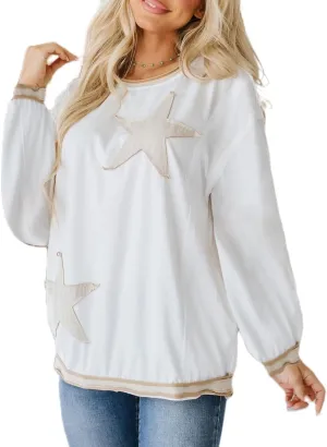 Oversized Star Sweatshirt for Women Y2k Long Sleeve Crewneck Pullover Sweater Shirt Hoodies Teen Girls Streetwear