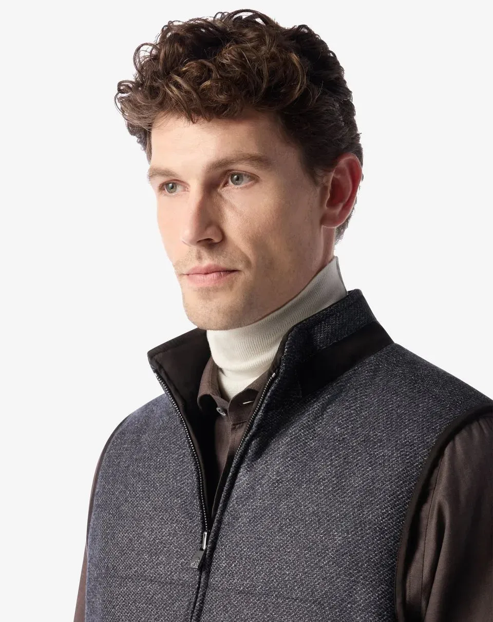 Patterned wool twill waistcoat