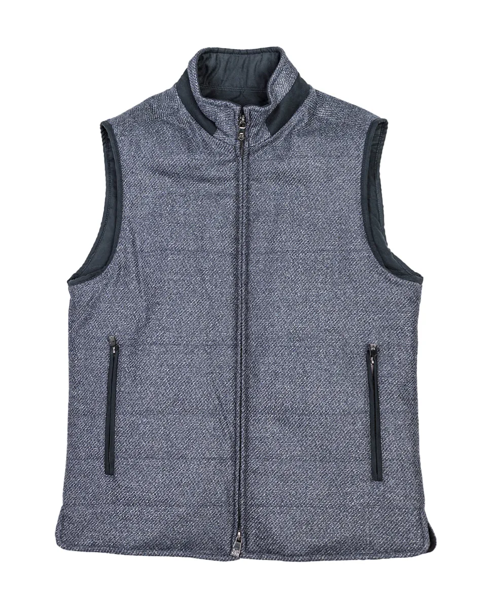 Patterned wool twill waistcoat