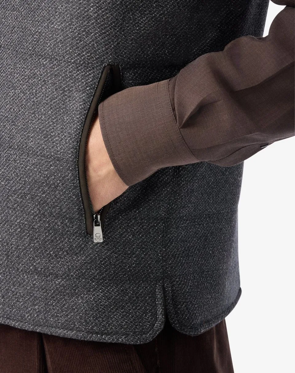 Patterned wool twill waistcoat