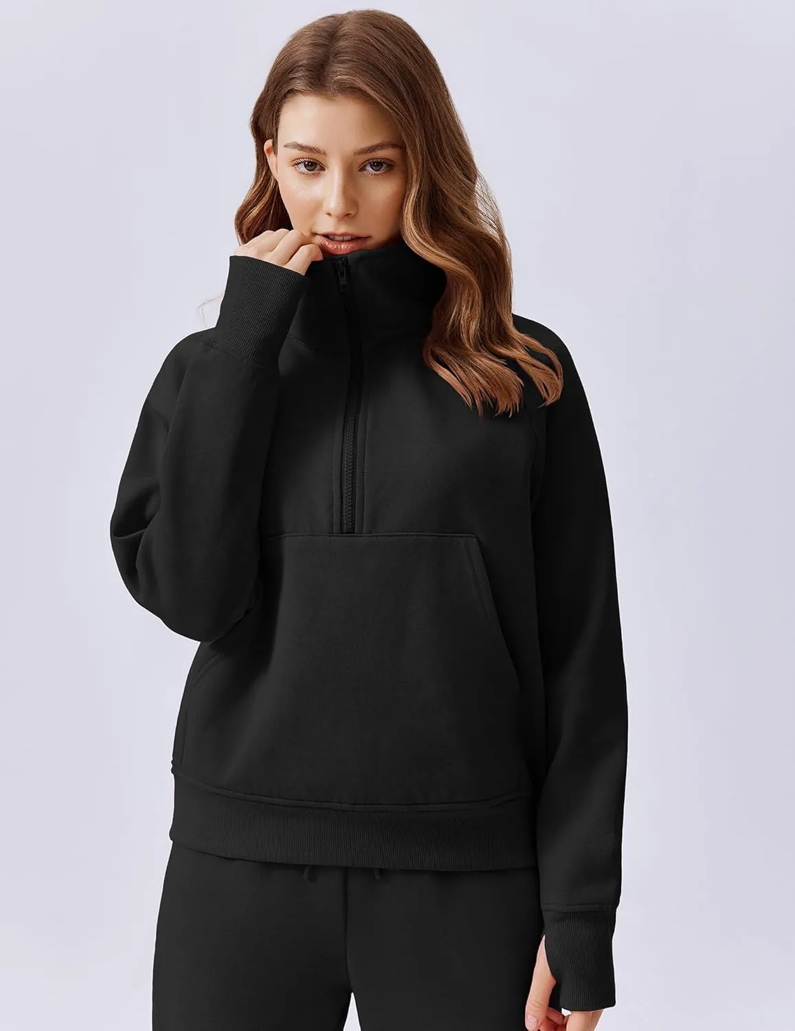 PINSPARK Womens 2 Piece Outfits Fleece Sweatsuit Half Zip Pullover Track Suit Jogger Sweatshirt and Sweatpants Matching Set