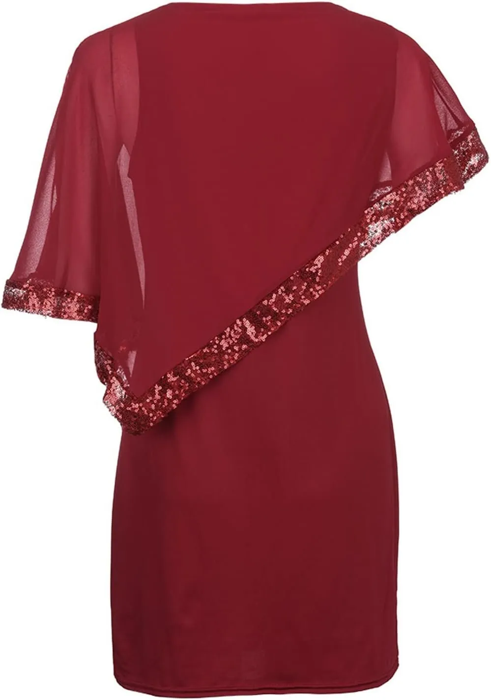 Plus Size Dresses for Curvy Women,2024 Trendy Irregular Chiffon Cape Wedding Guest Dress,Elegant Bodycon Midi Pencil Dress