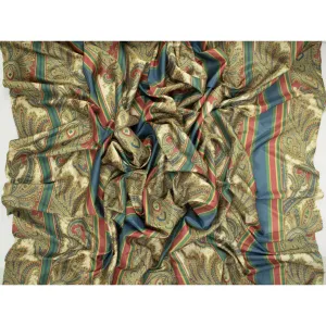 Printed Lining Design-29 Vintage Gold Paisley with Red & Blue Stripes
