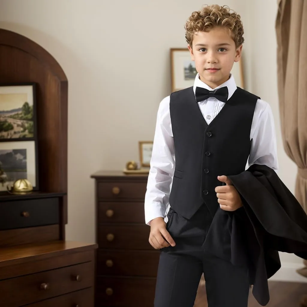 ProPoFol Boys Tailcoat Suit Slim Fit Boys Tuxedo Suit 3 Piece Suits Set for Kids Tuxedo with Tail for Concert Wedding