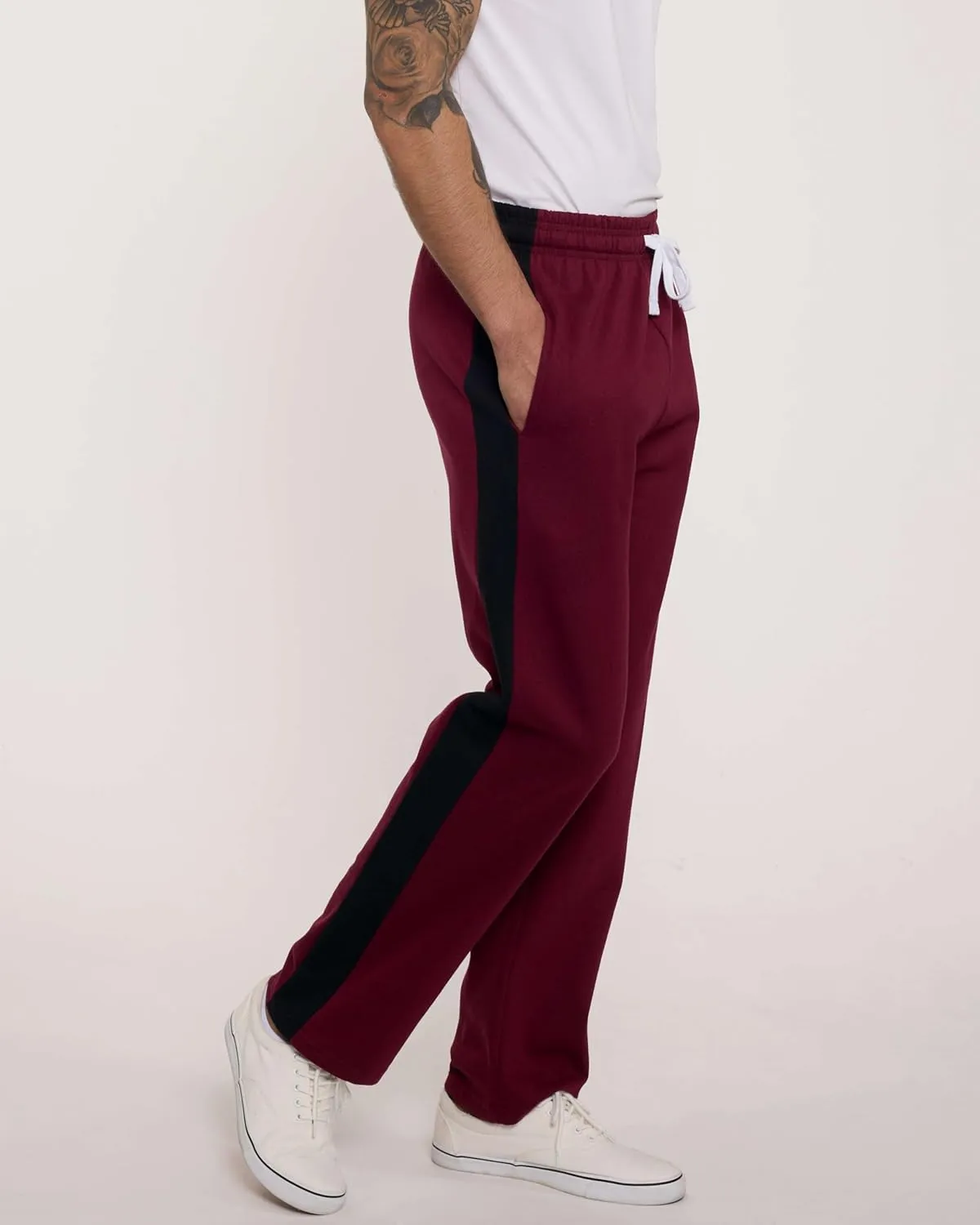 Real Essentials 3 Pack: Men's Tech Fleece Athletic Casual Open Bottom Sweatpants with Pockets (Available in Big & Tall)